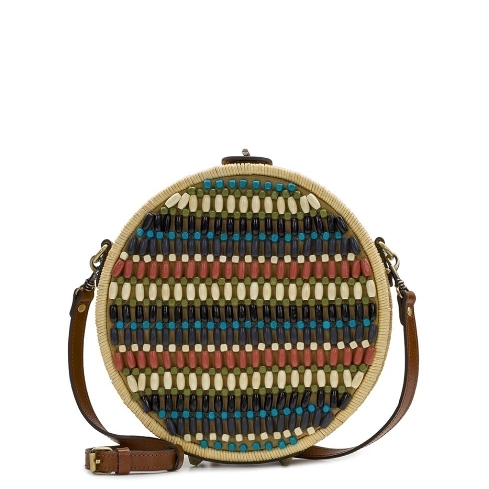 Patricia Nash Pompeiana Canteen Wicker Beaded Bohemian Bag